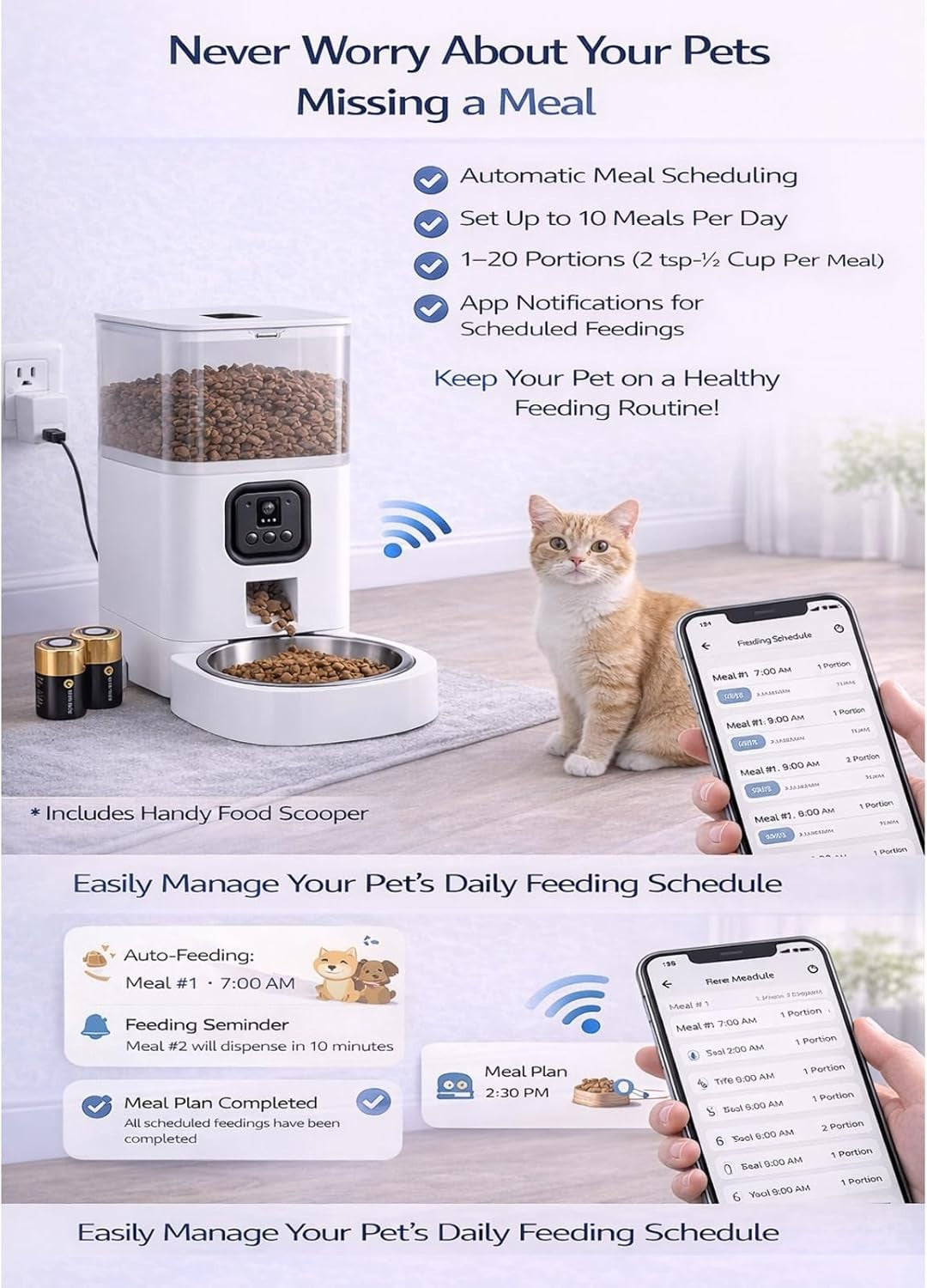 Smart Pet Feeder with Camera WiFi App Control Auto Food Dispenser 4L