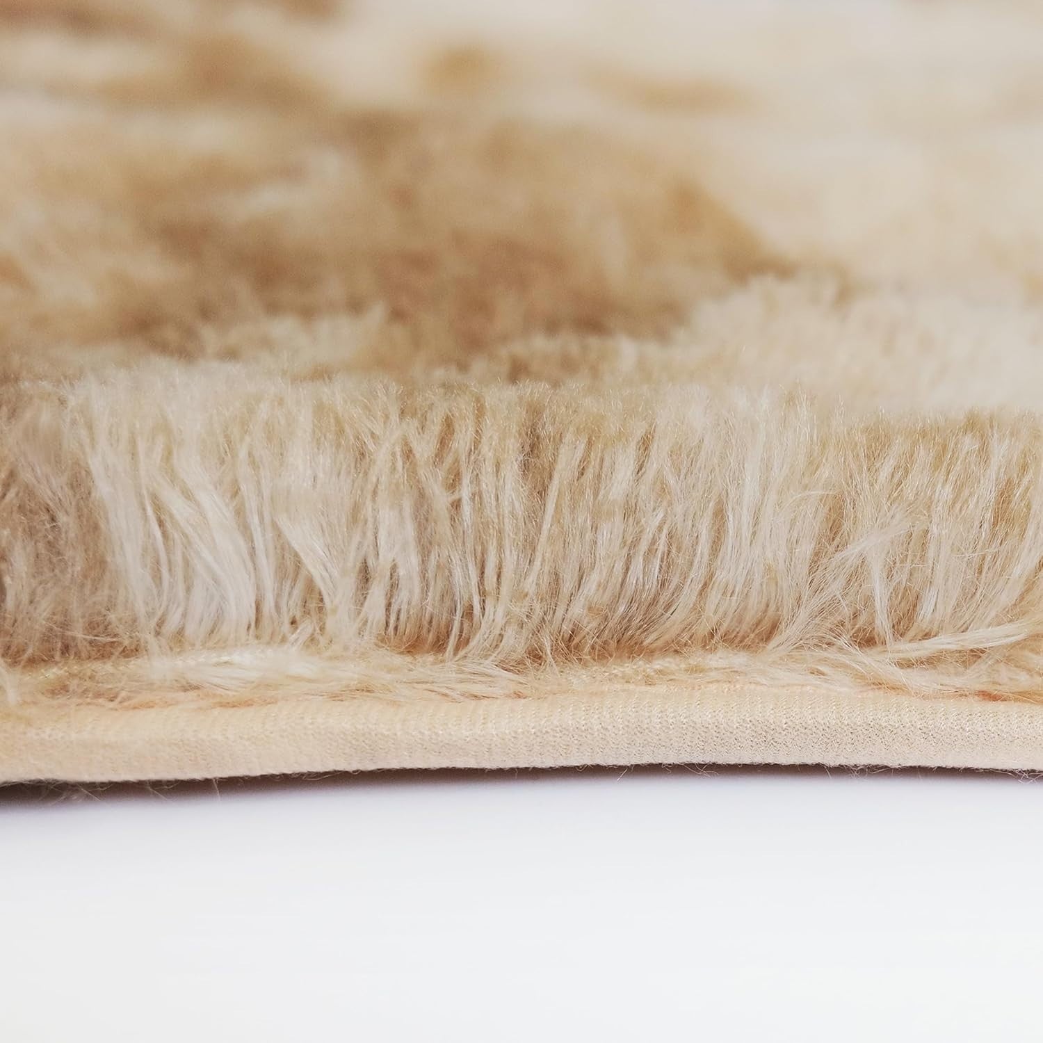 Large Beige Tie Dye Shaggy Area Rug 160x230cm Super Soft Thick Living Room