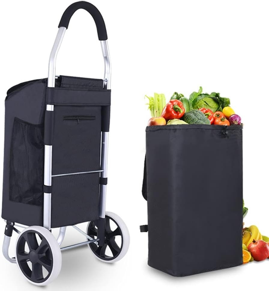 Foldable Shopping Trolley Cart 48L Waterproof Grocery Bag Wheels Handle