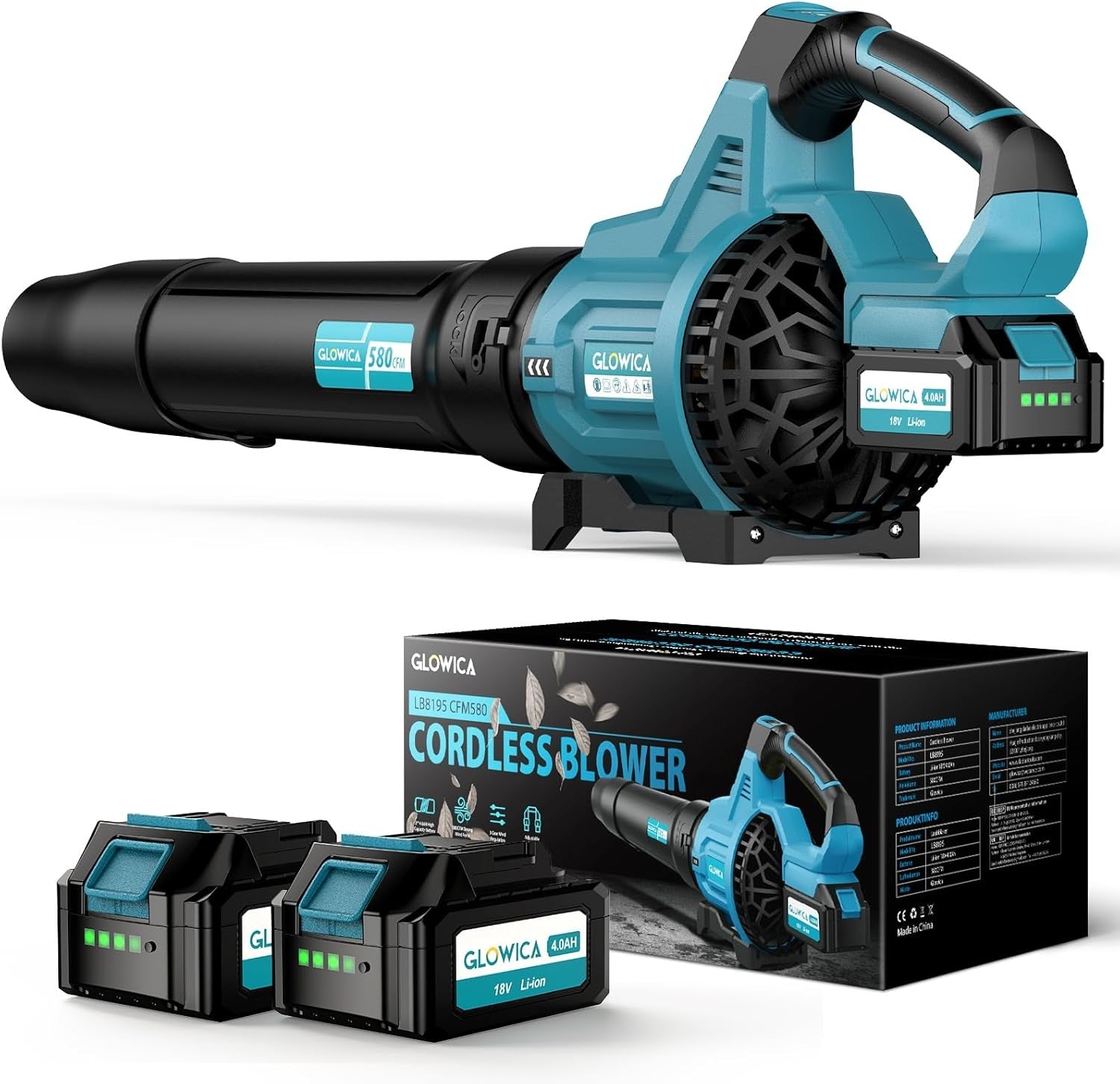 Cordless Leaf Blower 8000mAh Turbo Boost 3 Speed Lightweight Garden Cleaner