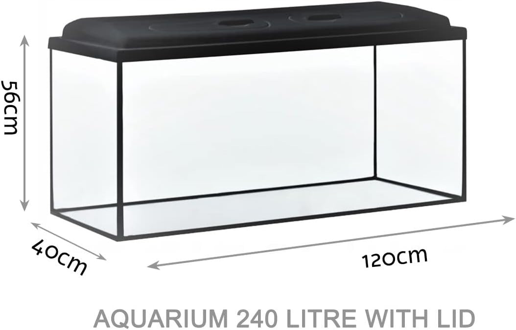 240L Glass Aquarium Fish Tank With LED Lid Large Tropical Display