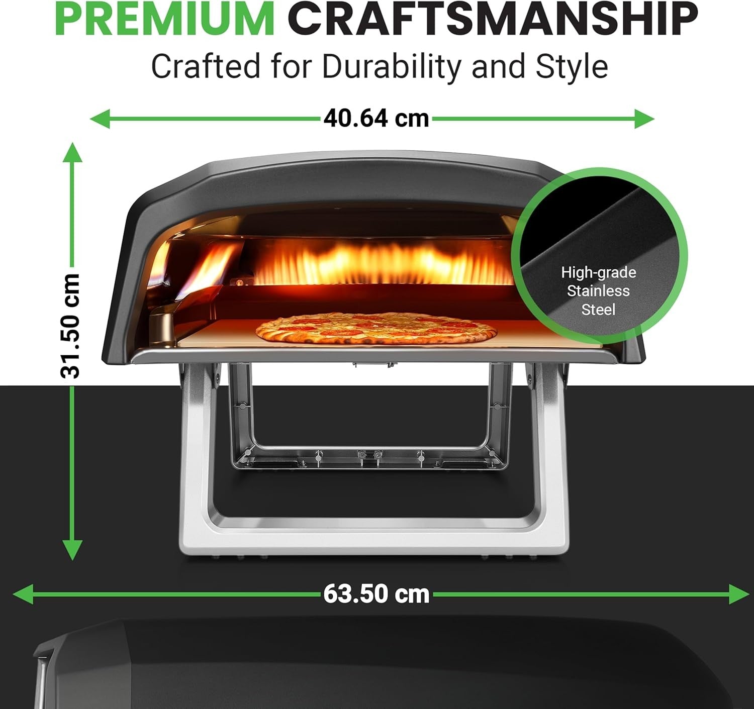 Outdoor Gas Pizza Oven 12" 500°C Rotating Stone Stainless Steel BBQ Cooker