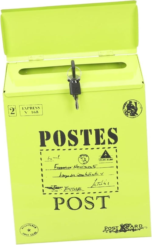 Secure Vintage Wall Mount Mailbox with Lock – Iron Post Box for Home & Garden