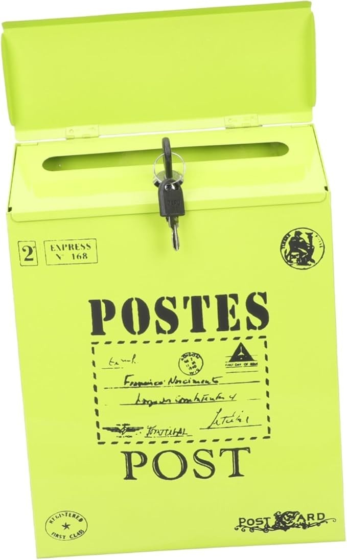 Secure Vintage Wall Mount Mailbox with Lock – Iron Post Box for Home & Garden