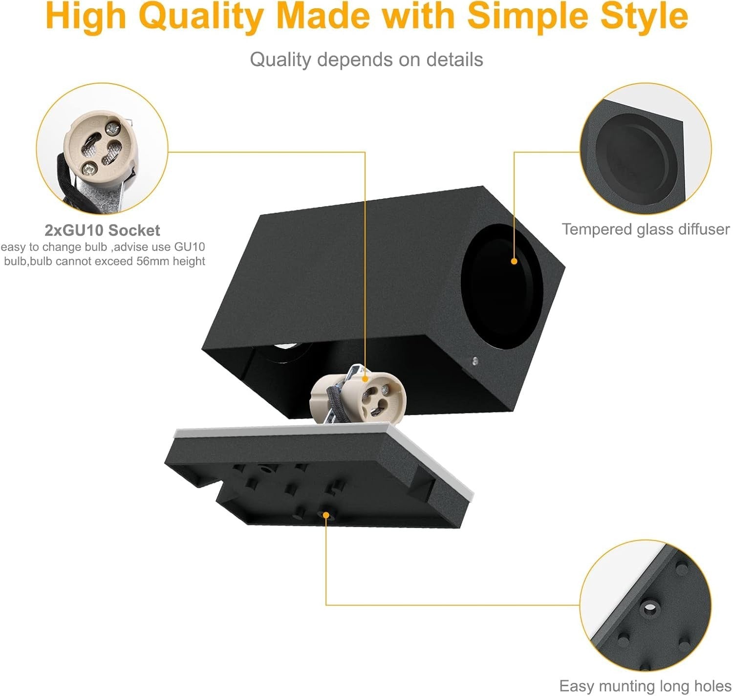 Waterproof Anthracite Outdoor Wall Lights, Modern Up-Down GU10 Sconces 4 Pack
