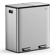 60L Double Recycling Bin Stainless Steel 2x30L Pedal Kitchen