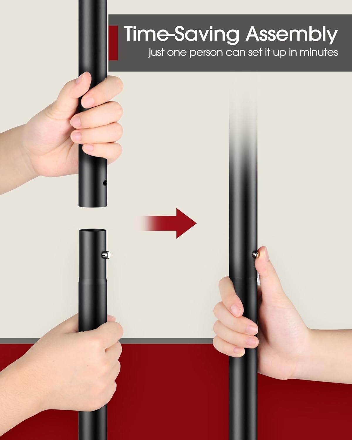 Double Rod Clothes Rail with Shelf & Hooks – Black 150cm