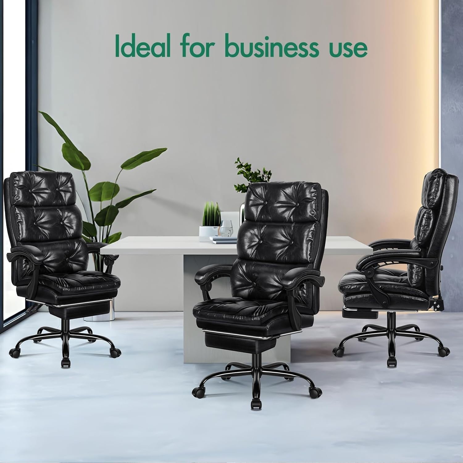 Luxury Ergonomic Office Chair Recliner Executive PU Leather Gaming Desk Seat