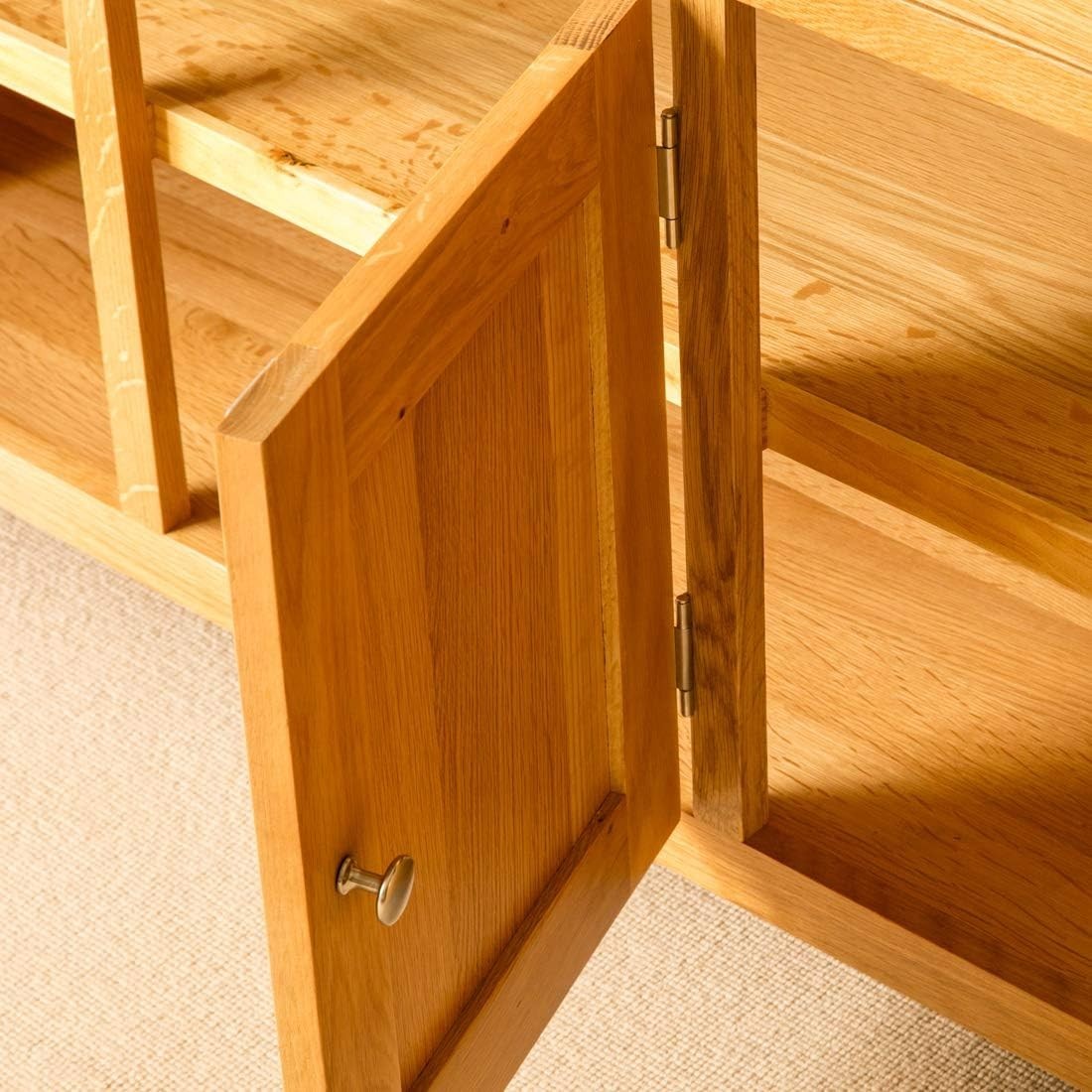 Large Oak Sideboard Cabinet 3 Doors 3 Drawers Sturdy Storage for Living Room