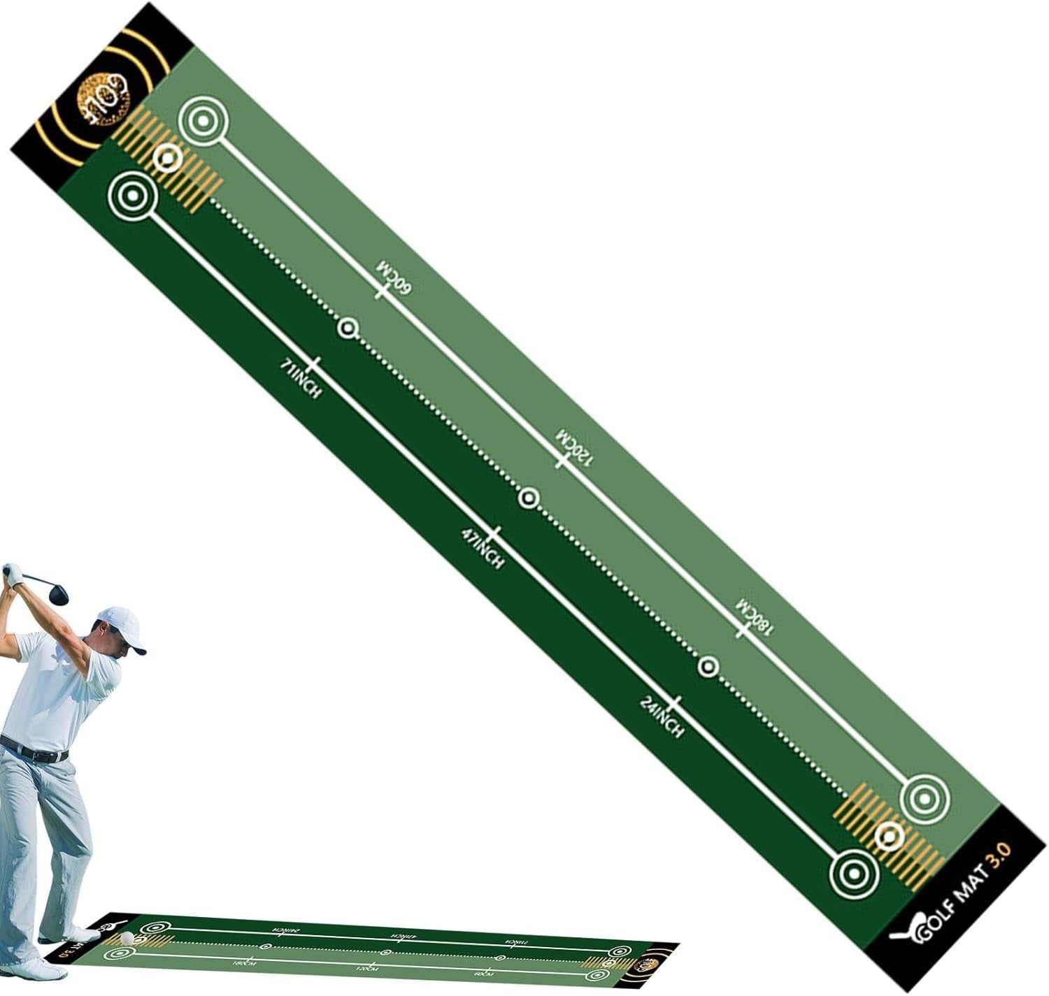 Golf Putting Mat 32” Indoor Practice Training Green with Alignment Lines