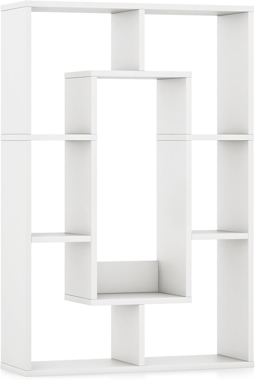 7-Cube White Geometric Bookcase Modern Room Divider Storage Display Shelf