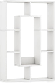 7-Cube White Geometric Bookcase Modern Room Divider Storage Display Shelf
