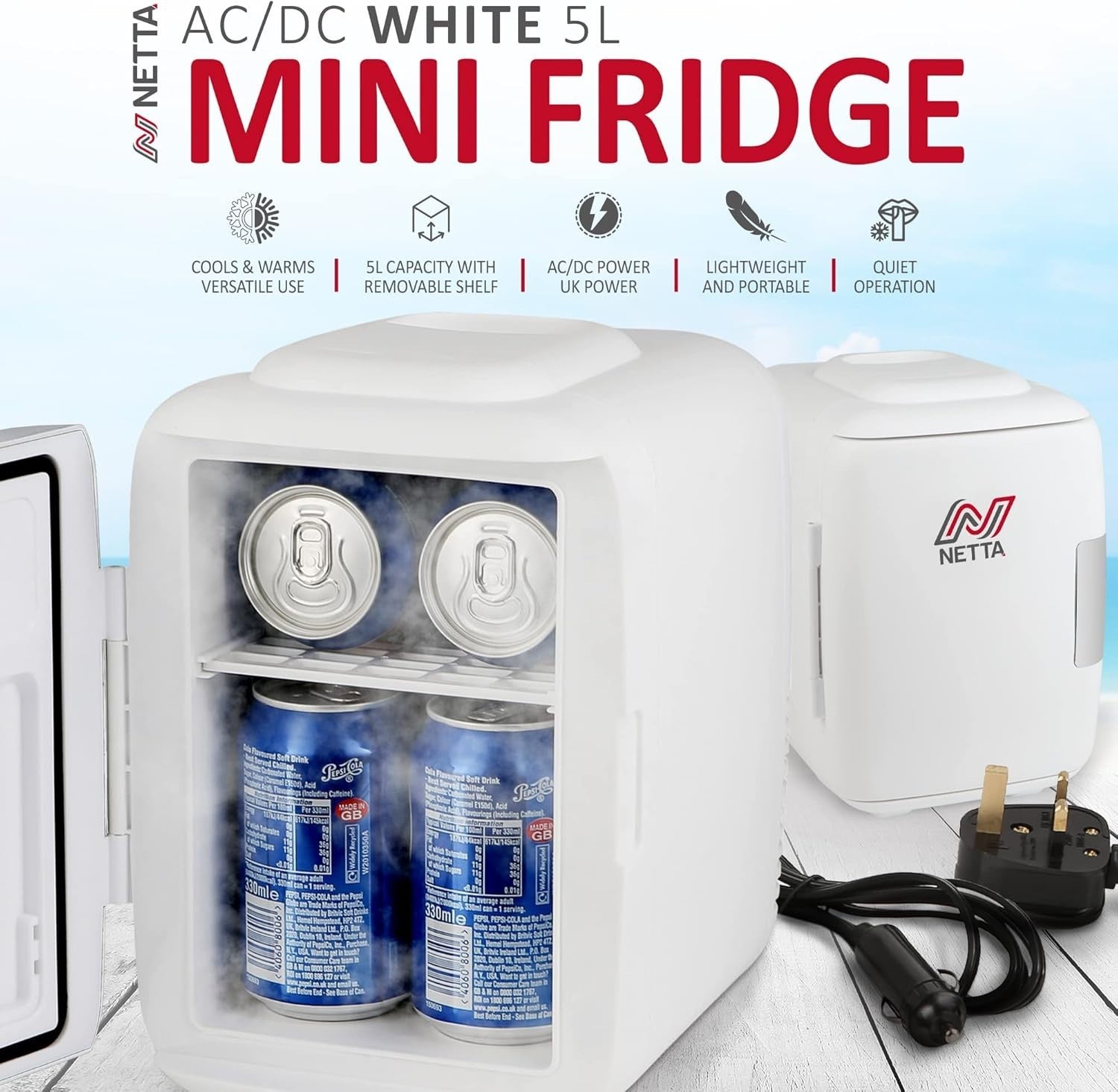 5L Mini Fridge Portable AC/DC Cooler Warmer Car Bedroom Skincare