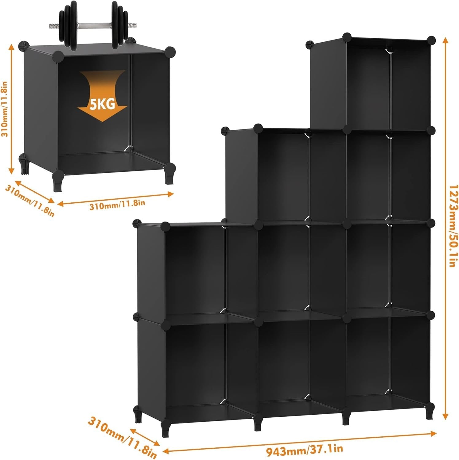 9-Cube Storage Unit Bookshelf – Modular DIY Shelves for Clothes, Toys, Books