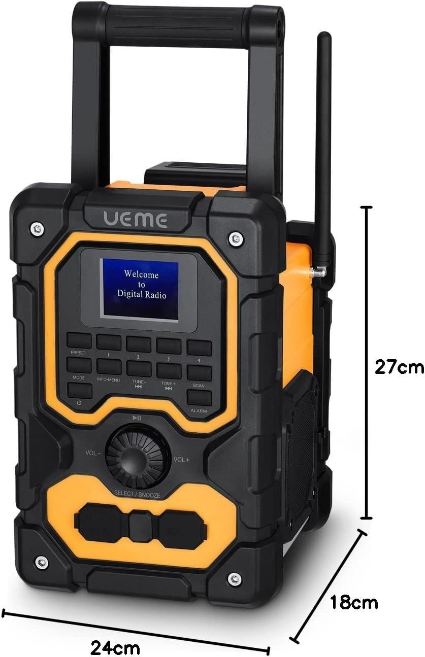 16W DAB/DAB+ FM Bluetooth Site Radio Rechargeable, USB AUX