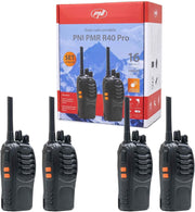 PMR446 Walkie Talkies 4 Pack Long Range 2 Way Radio w Headsets Charger