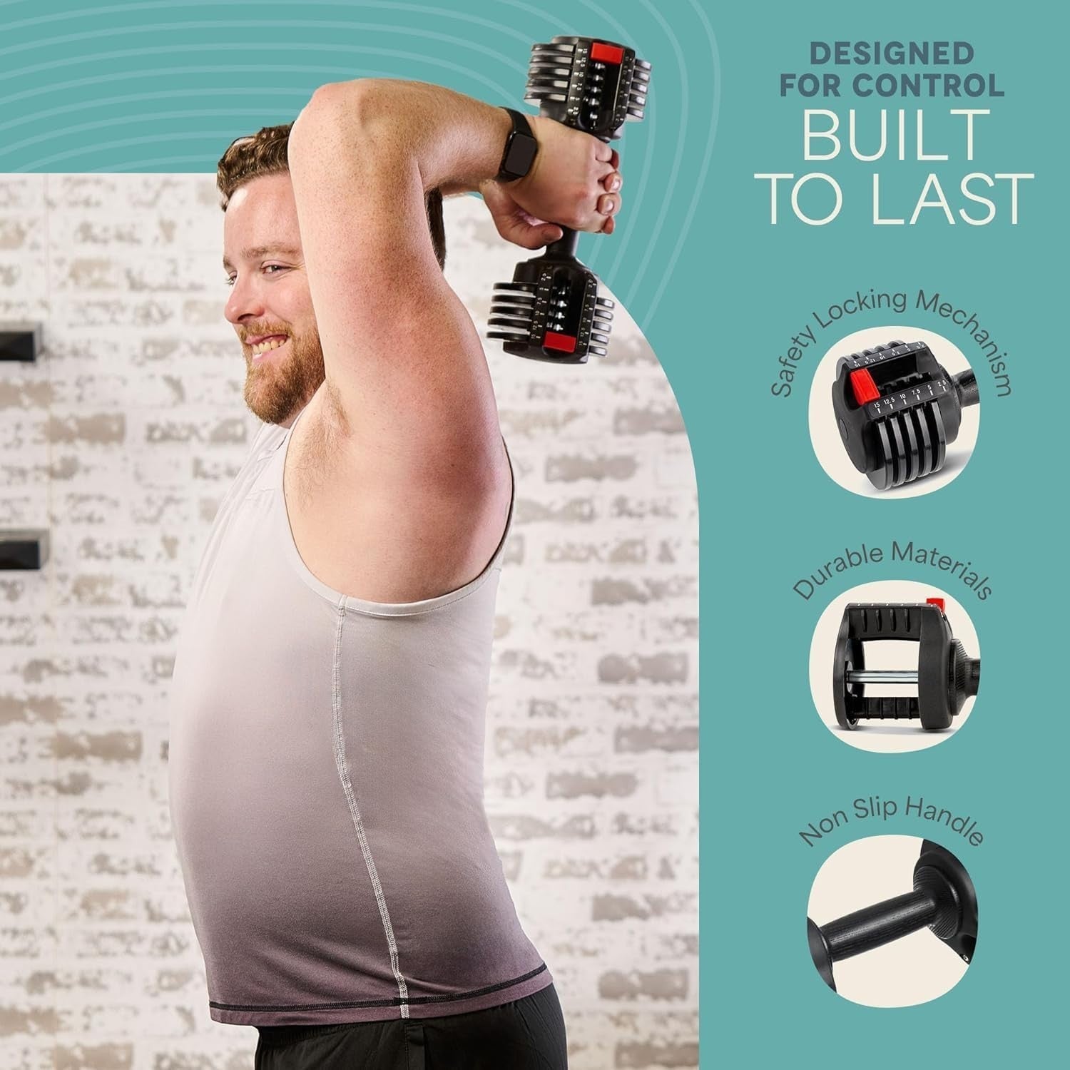 Adjustable Dumbbells Pair 6-in-1 Compact Quick Adjust Home Gym Weights