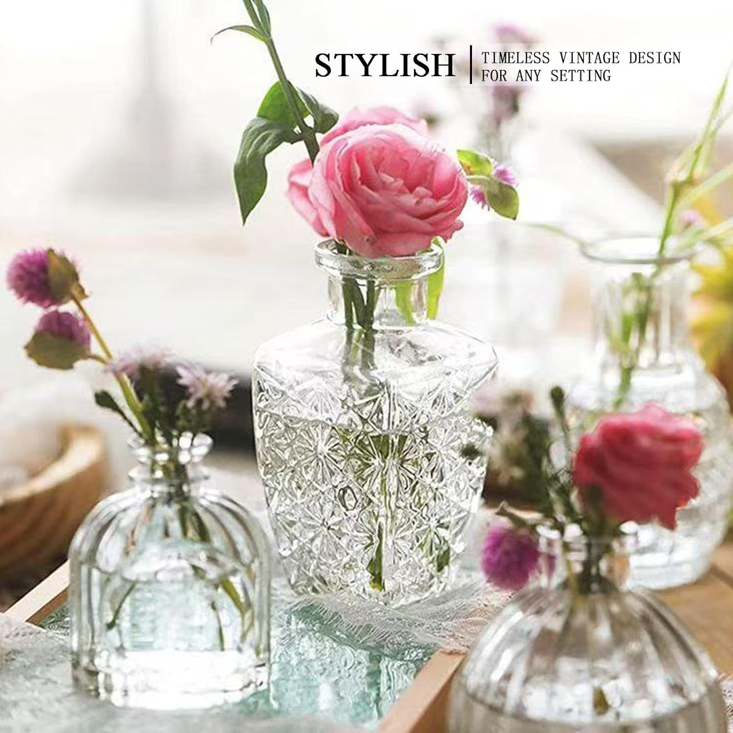 40 Glass Bud Vase Set Mini Clear Vases Wedding Table Decor Bulk Pack