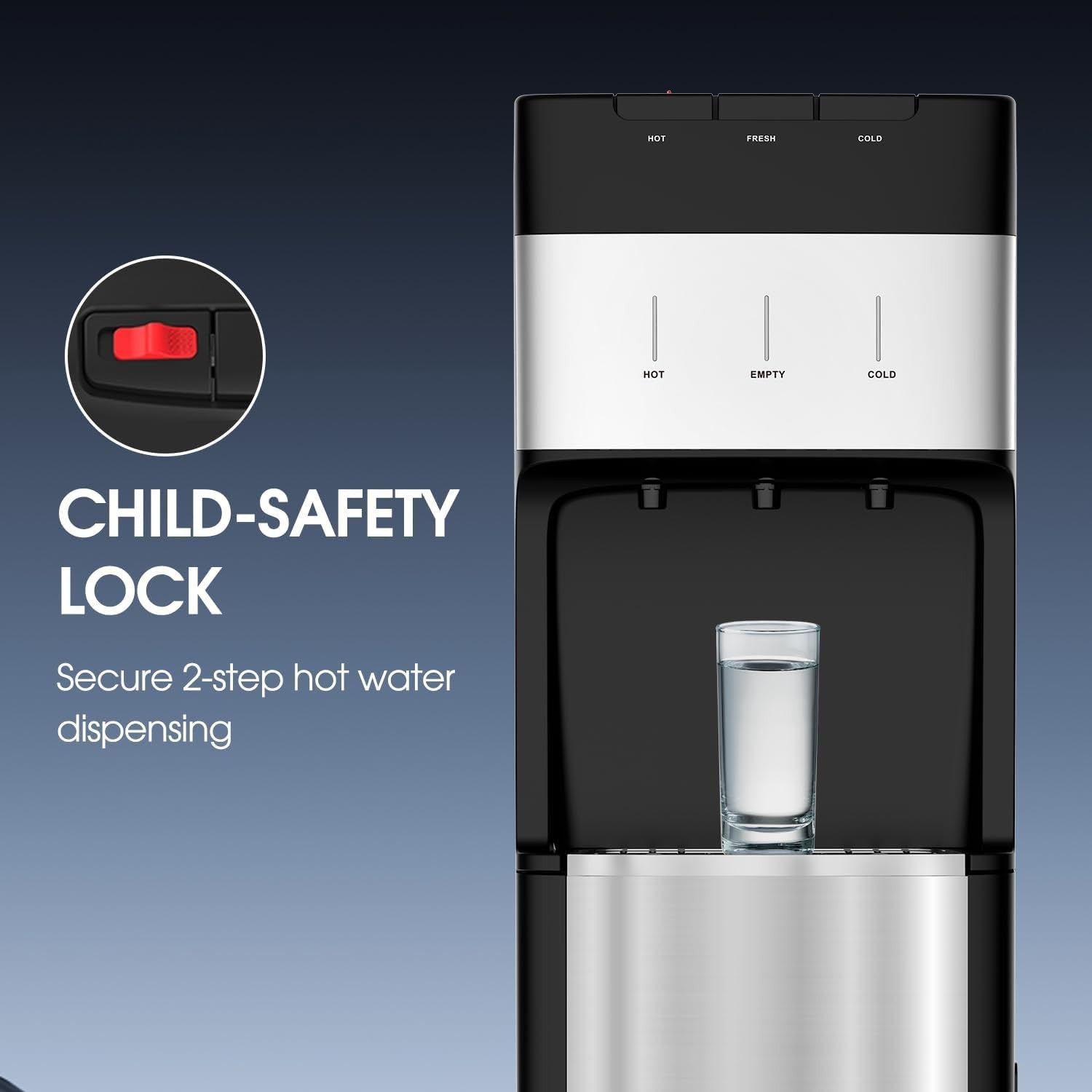 Bottom Loading Water Dispenser Hot Cold Room Stainless Steel 5 Gallon