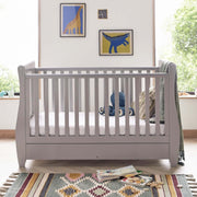 Baby Cot Bed Convertible Toddler Day Bed Adjustable Height Solid Wood Grey