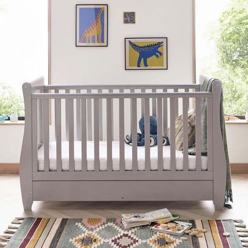Baby Cot Bed Convertible Toddler Day Bed Adjustable Height Solid Wood Grey