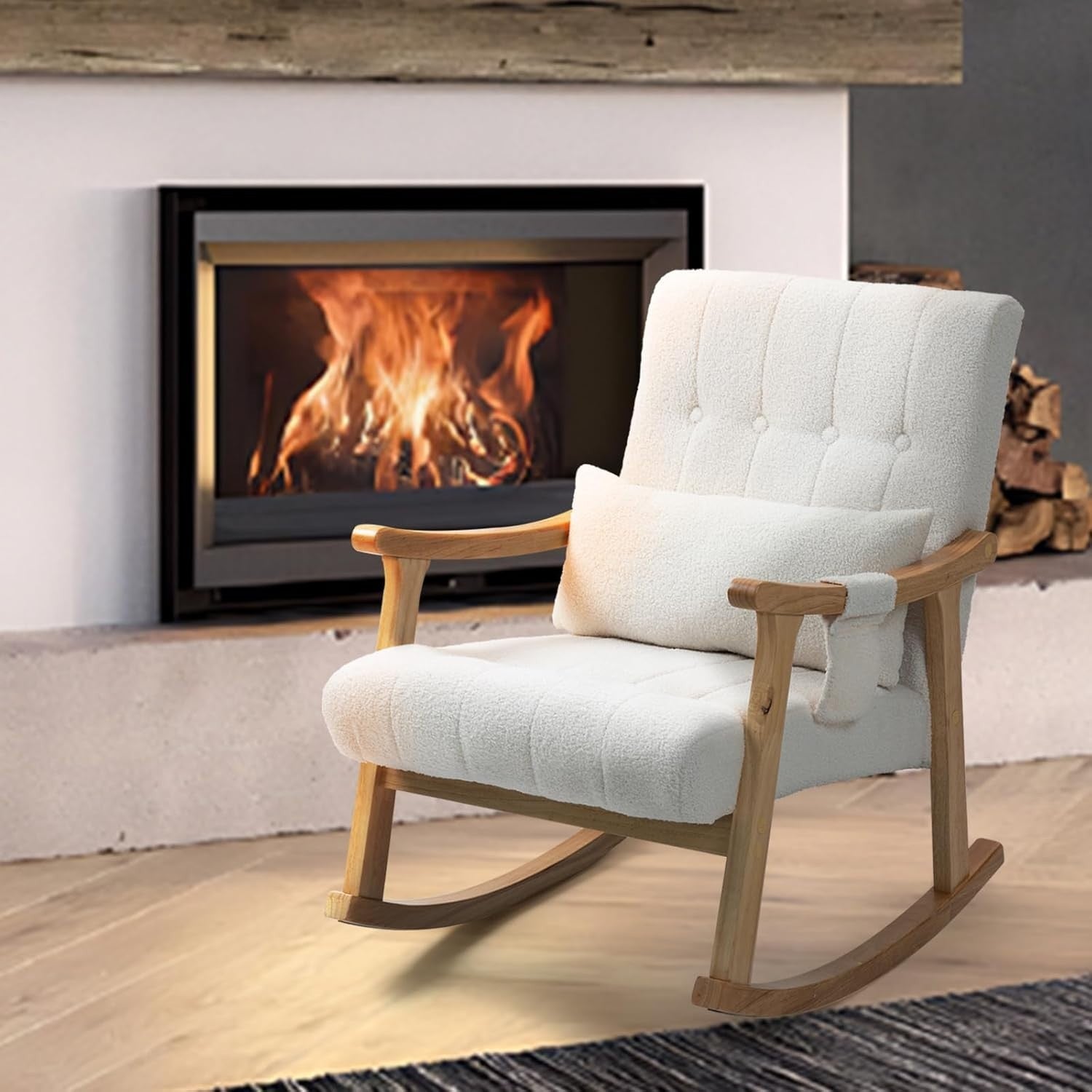 Massage Rocking Chair with Lumbar Support – High Back, Plush & Compact