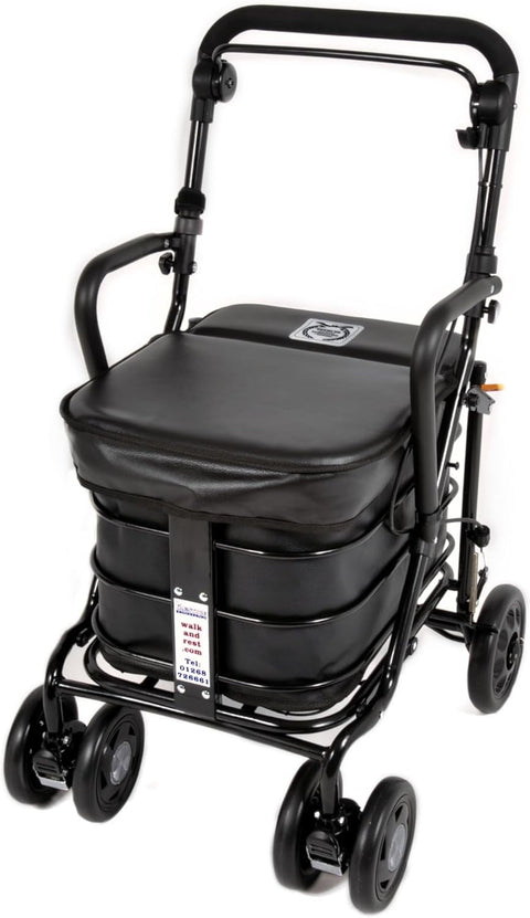Walking Shopping Trolley with Seat Lightweight Mobility Cart Foldable Wheels