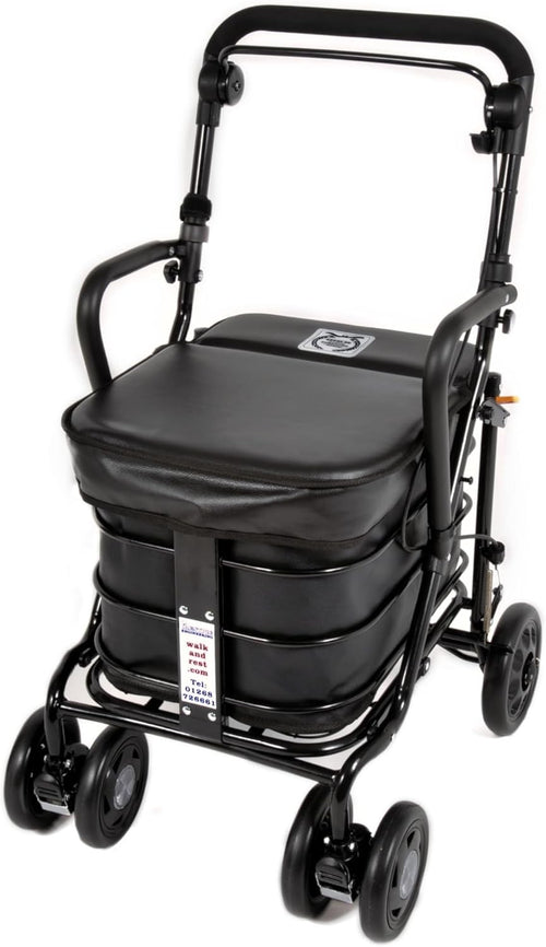 Walking Shopping Trolley with Seat Lightweight Mobility Cart Foldable Wheels