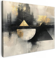 Gold Black Abstract Canvas Wall Art 40x30cm Framed Luxury