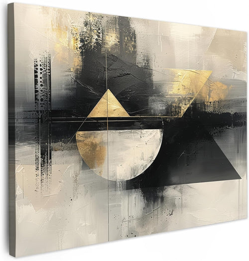 Gold Black Abstract Canvas Wall Art 40x30cm Framed Luxury