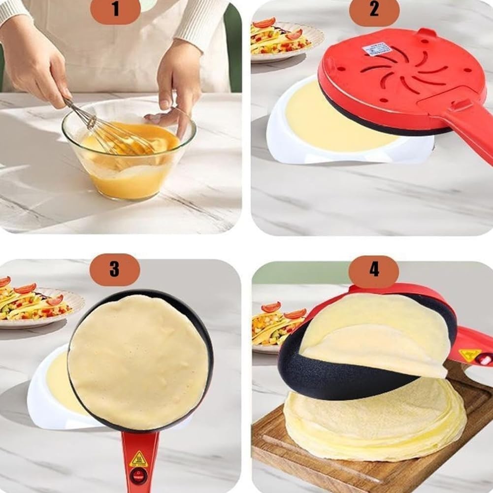 600W Portable Electric Crepe Maker 20cm Non-Stick Pancake Machine