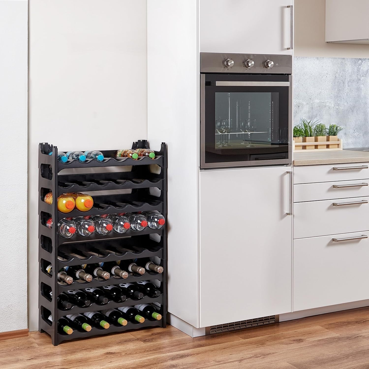Stackable Wine Rack 48 Bottle Storage Holder Modular Freestanding Shelving Unit