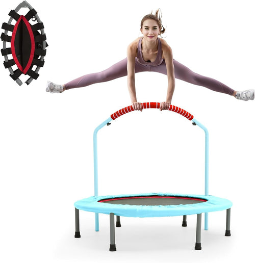 38'' Foldable Fitness Trampoline Adult Rebounder Adjustable Handle 220lb