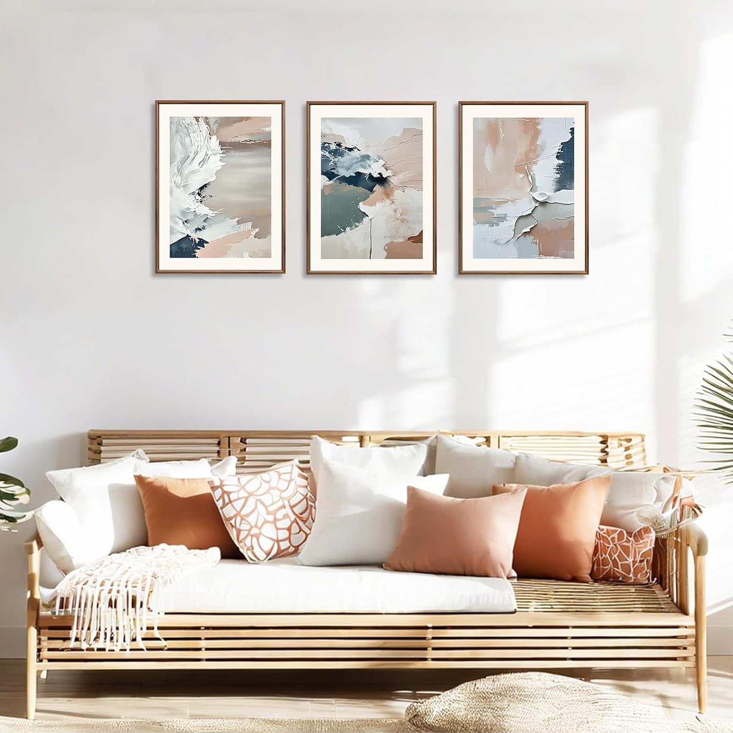 3 Panel Pastel Abstract Canvas Wall Art 30x40cm Framed Set