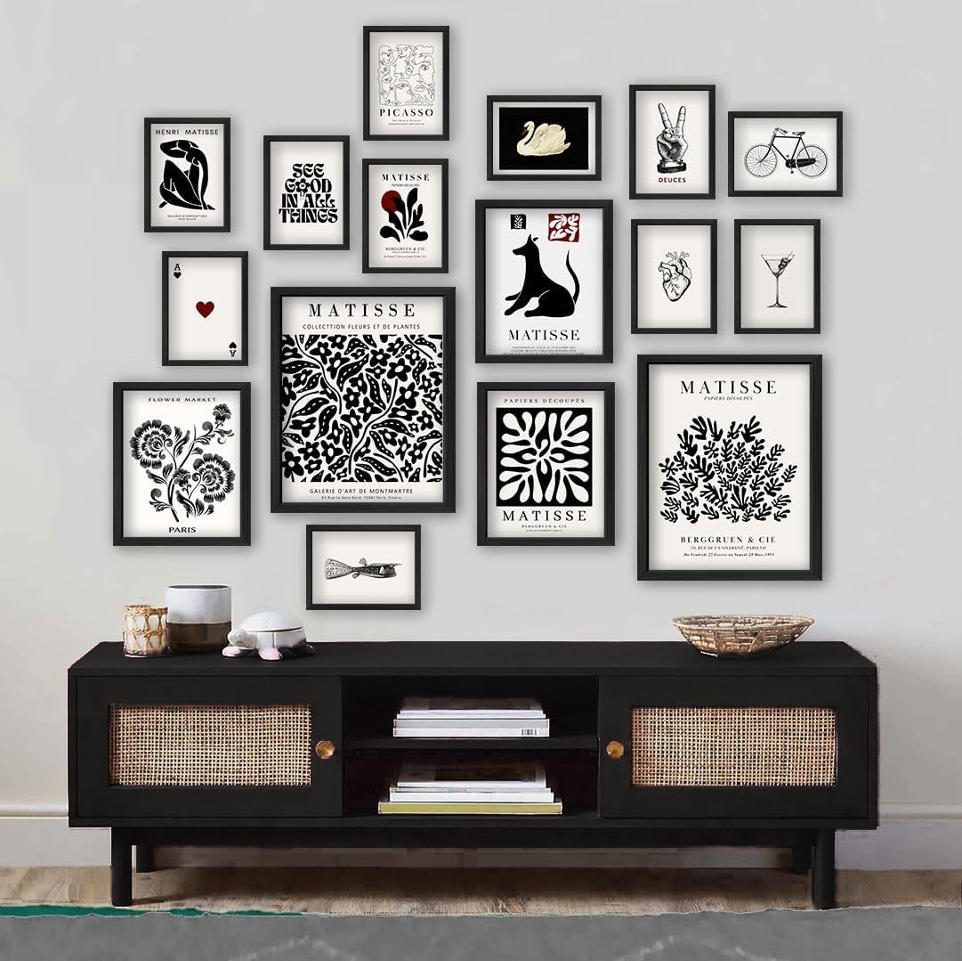 16pc Black White Wall Art Set Minimalist Gallery Prints 11x14