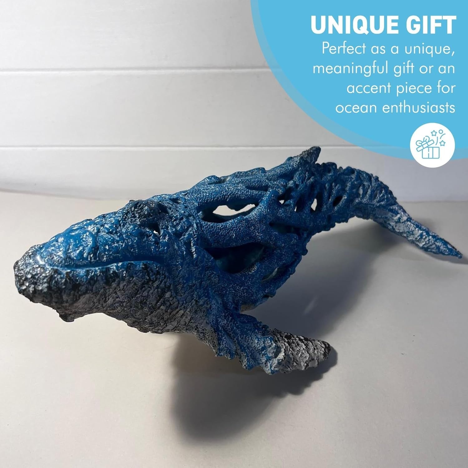 Large Hand-Painted Humpback Whale Ornament 46cm | Nautical Ocean Decor Resin Art
