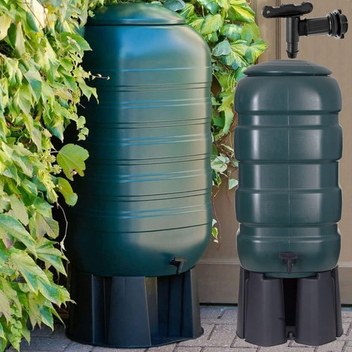 100L Garden Water Butt Set with Stand, Tap & Diverter Rain Collector