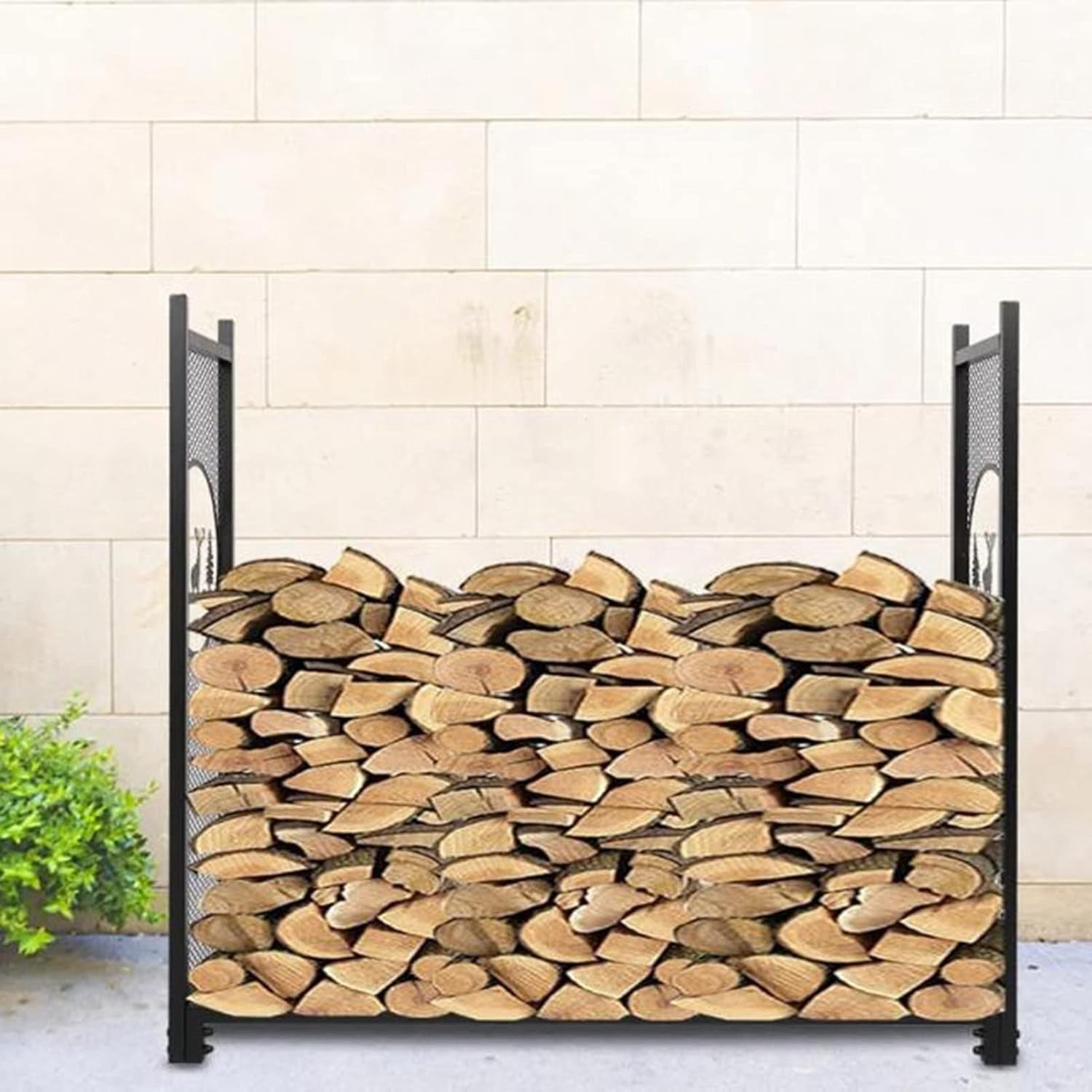 Heavy Duty Firewood Log Holder with Elk Design – Outdoor Indoor Rack 126x38x116c
