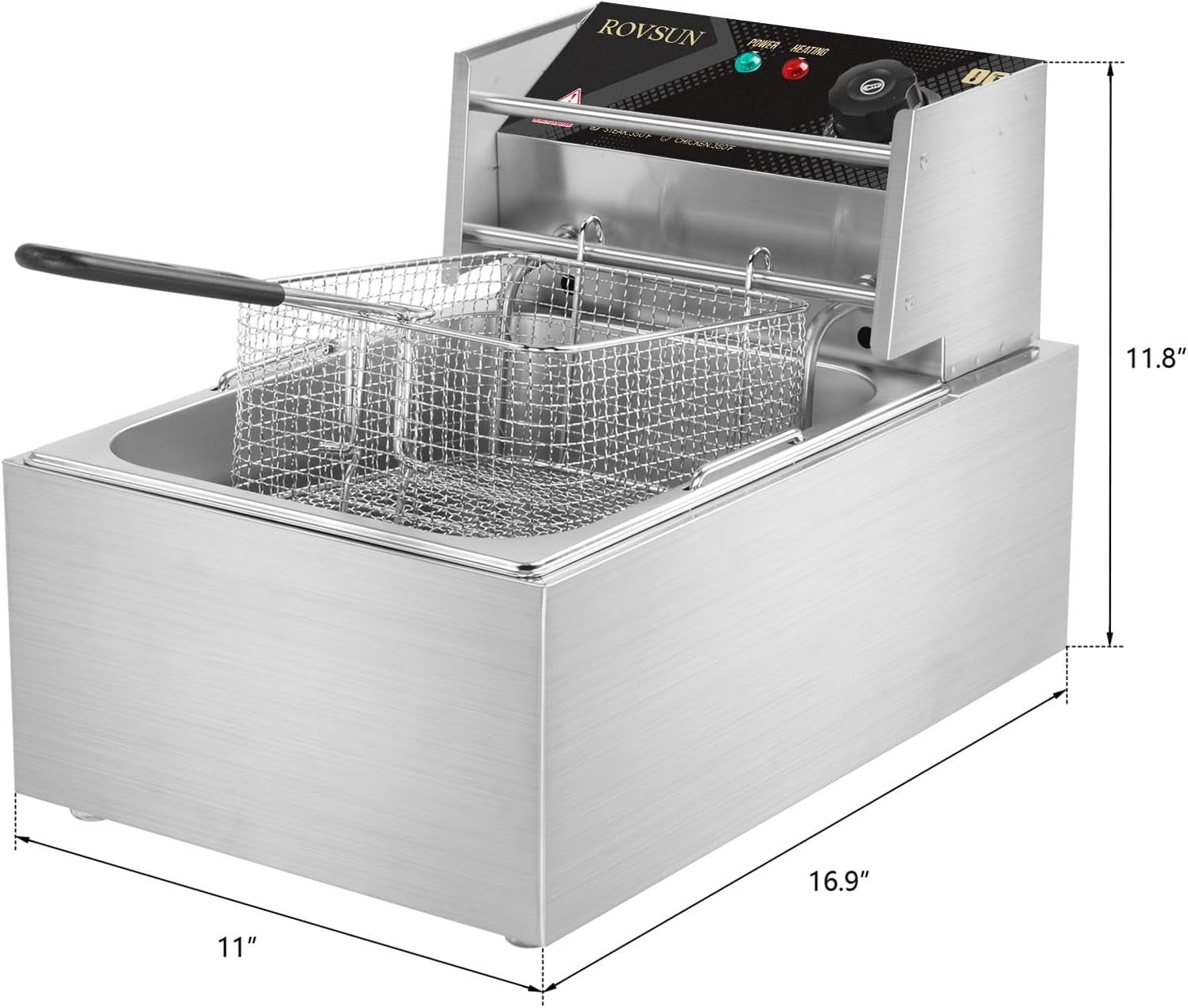 Commercial Deep Fat Fryer 6L 2500W Stainless Steel Adjustable Temp