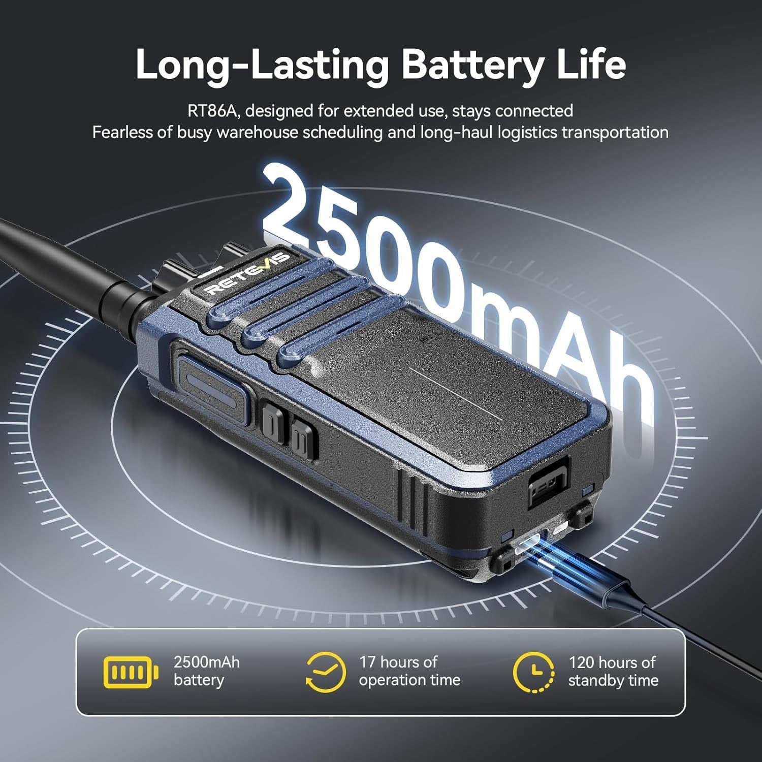 Walkie Talkies 6 Pack Long Range Group Call 2500mAh 6-Way Charger