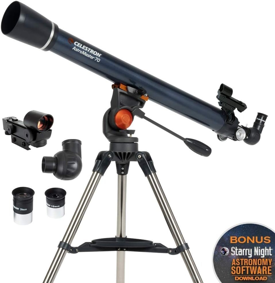 Powerful 70mm Refractor Telescope w/ Tripod, 20mm & 10mm Eyepieces, StarPointer