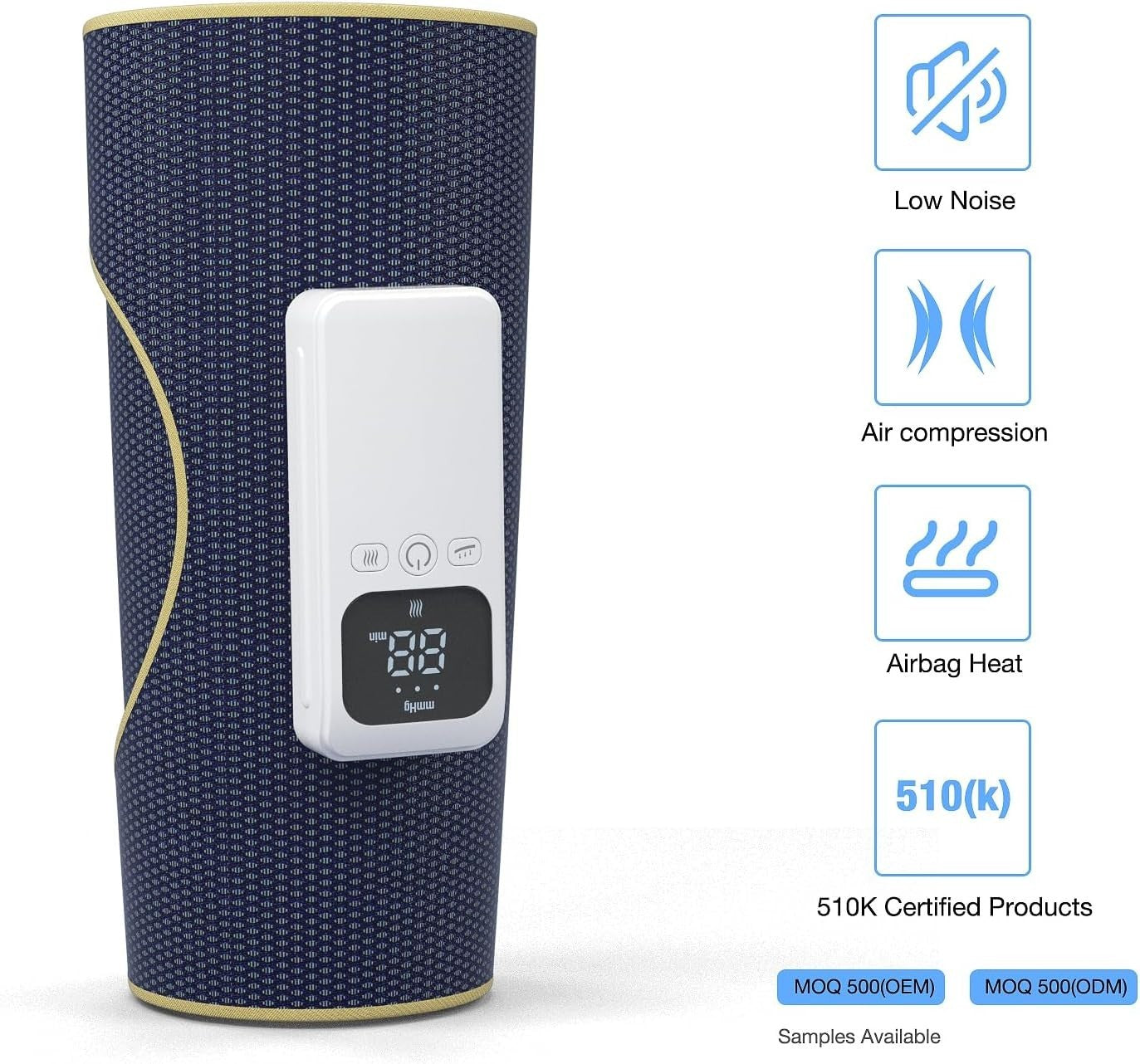 Heated Air Compression Leg Massager with 3 Intensity Levels & Cordless Relief