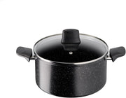 24cm Stone Black Non Stick Durable Coating Casserole Pot with Lid Induction Safe
