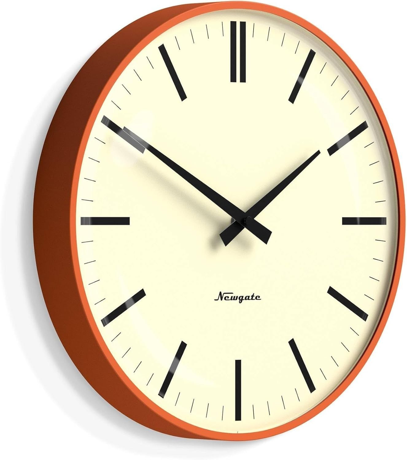 Retro Wall Clock 33cm Silent Sweep Orange Metal Office Kitchen Decor