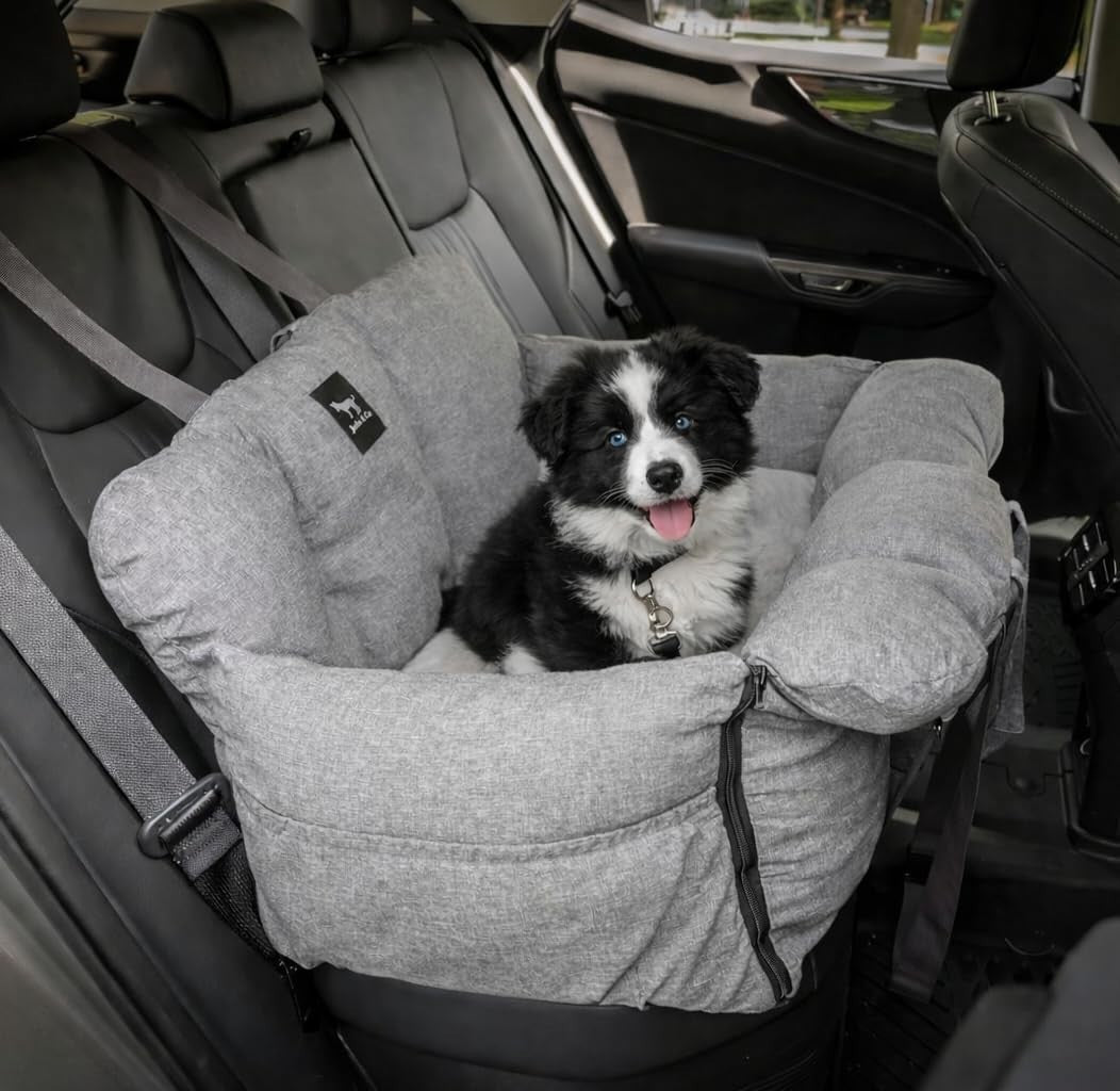 Large Dog Booster Car Seat Bed Washable Water Resistant 40lb Grey