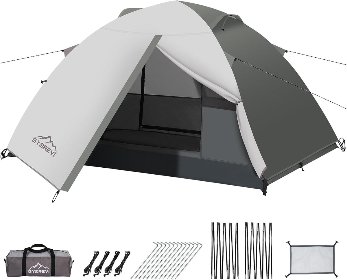 Grey 1-2 Man Waterproof Camping Tent – Lightweight Dome Tent PU3000