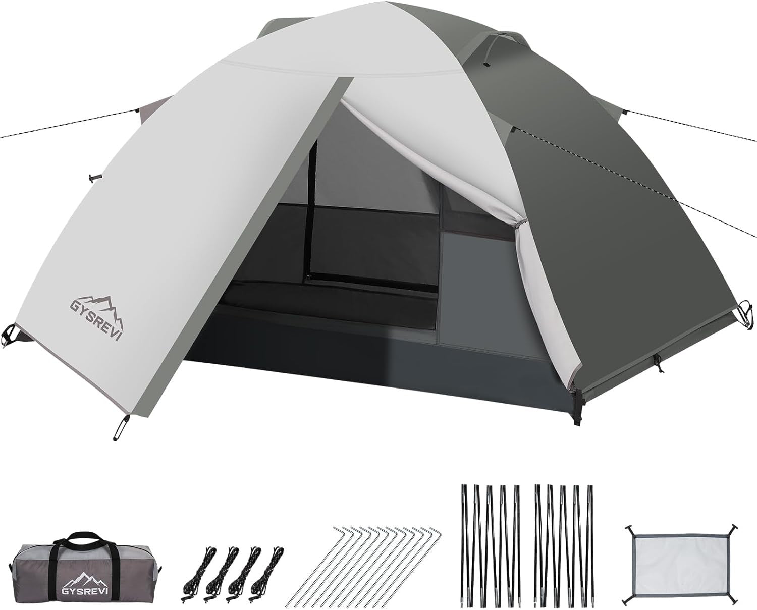 Grey 1-2 Man Waterproof Camping Tent – Lightweight Dome Tent PU3000