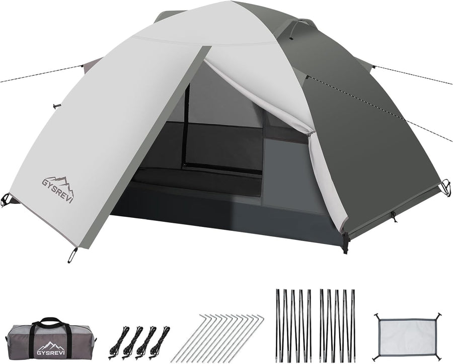 Grey 1-2 Man Waterproof Camping Tent – Lightweight Dome Tent PU3000