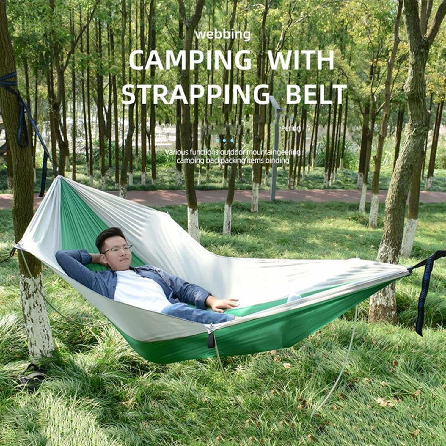 Outdoor Camping Hammock with Support Poles – Waterproof, Portable Travel