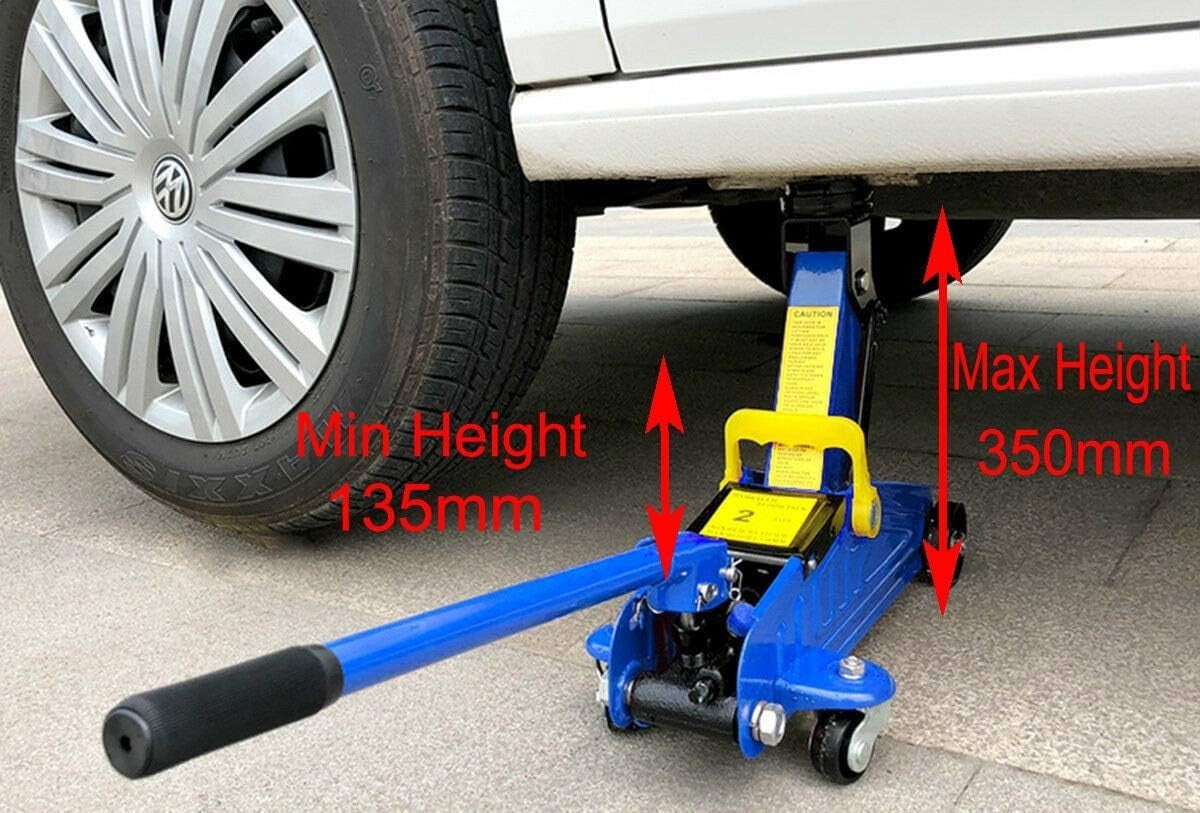 2 Ton Low Profile Hydraulic Trolley Jack 135–350mm w/ Carry Case Heavy Duty Car
